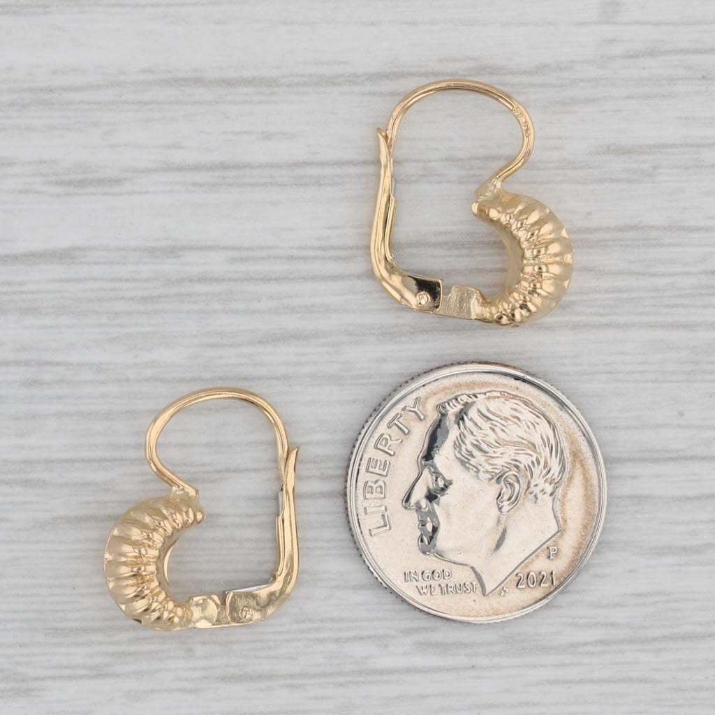 Gray Scalloped Croissant Drop Earrings 18k Yellow Gold Lever Backs