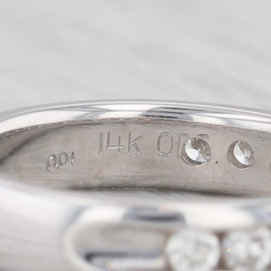 Light Gray 0.40ctw Diamond Wedding Band 14k White Gold Size 4-4.25 Stackable