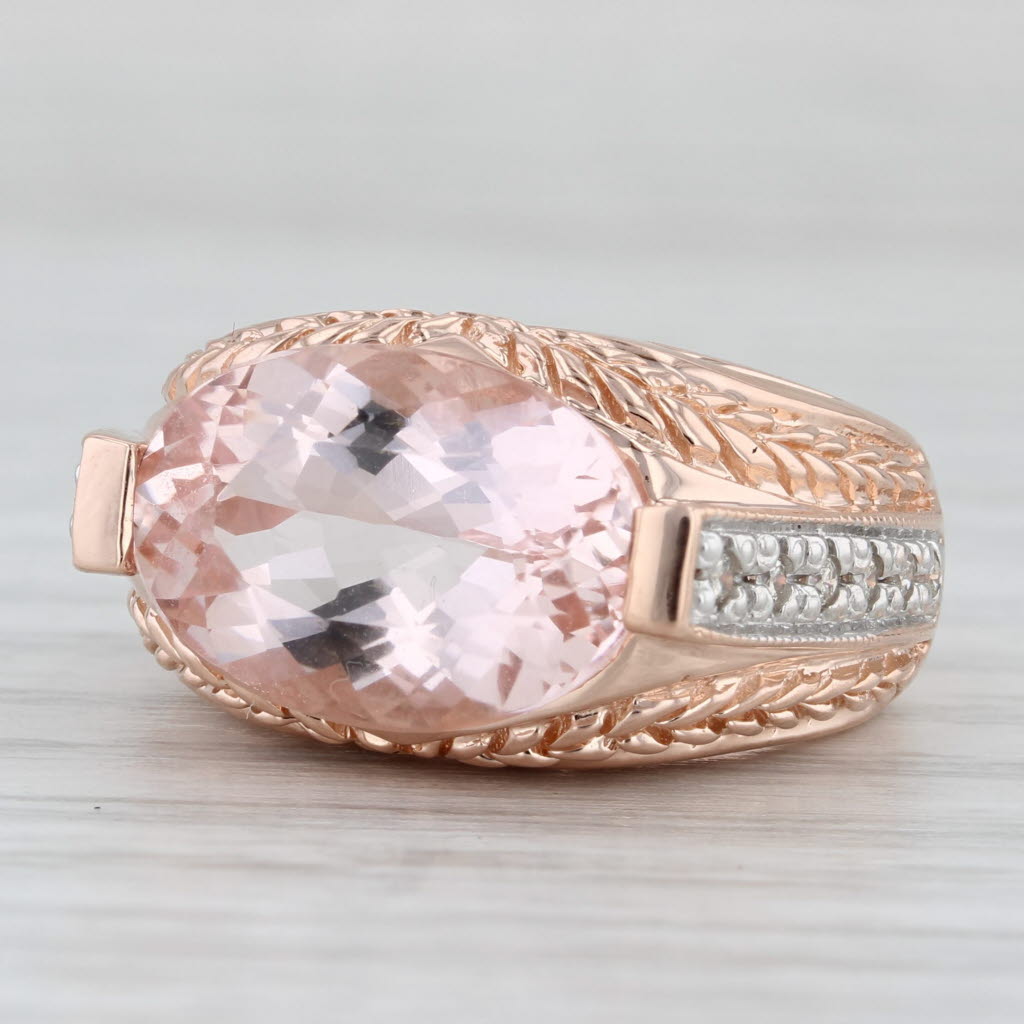 Light Gray 6.50ctw Morganite Diamond East West 14K Rose Gold Size 5.75