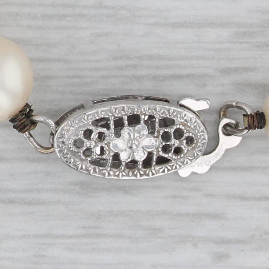 Gray White Cultured Pearl Bead Strand Necklace 14k Gold Clasp 17.5"