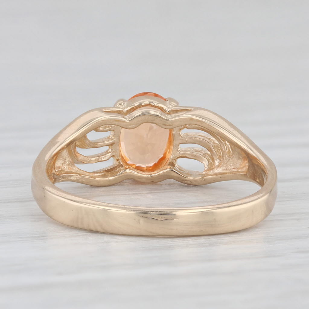 Light Gray 1ct Orange Spessatite Mandarin Garnet Ring 14k Yellow Gold Sz 7.5 Oval Solitaire