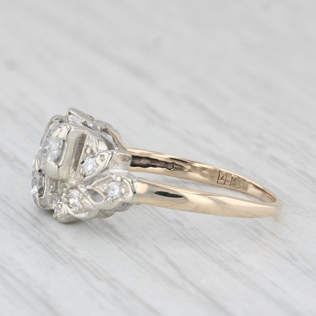 Light Gray Vintage 0.81ctw Diamond Ring 14k White Yellow Gold Size 6.5