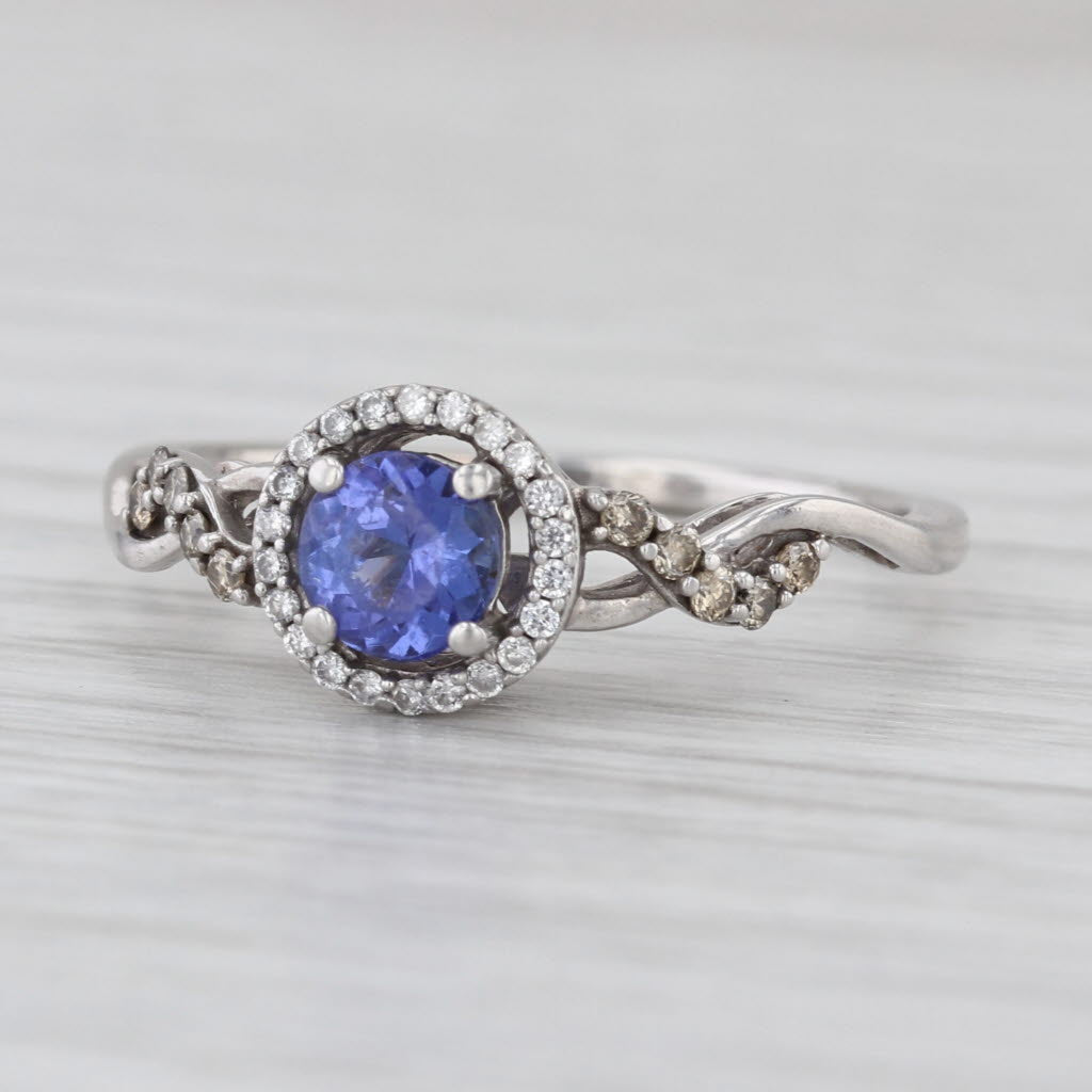 Le Vian 0.70ctw Tanzanite Diamond Halo Ring 14k White Gold Size 8.5 Engagement