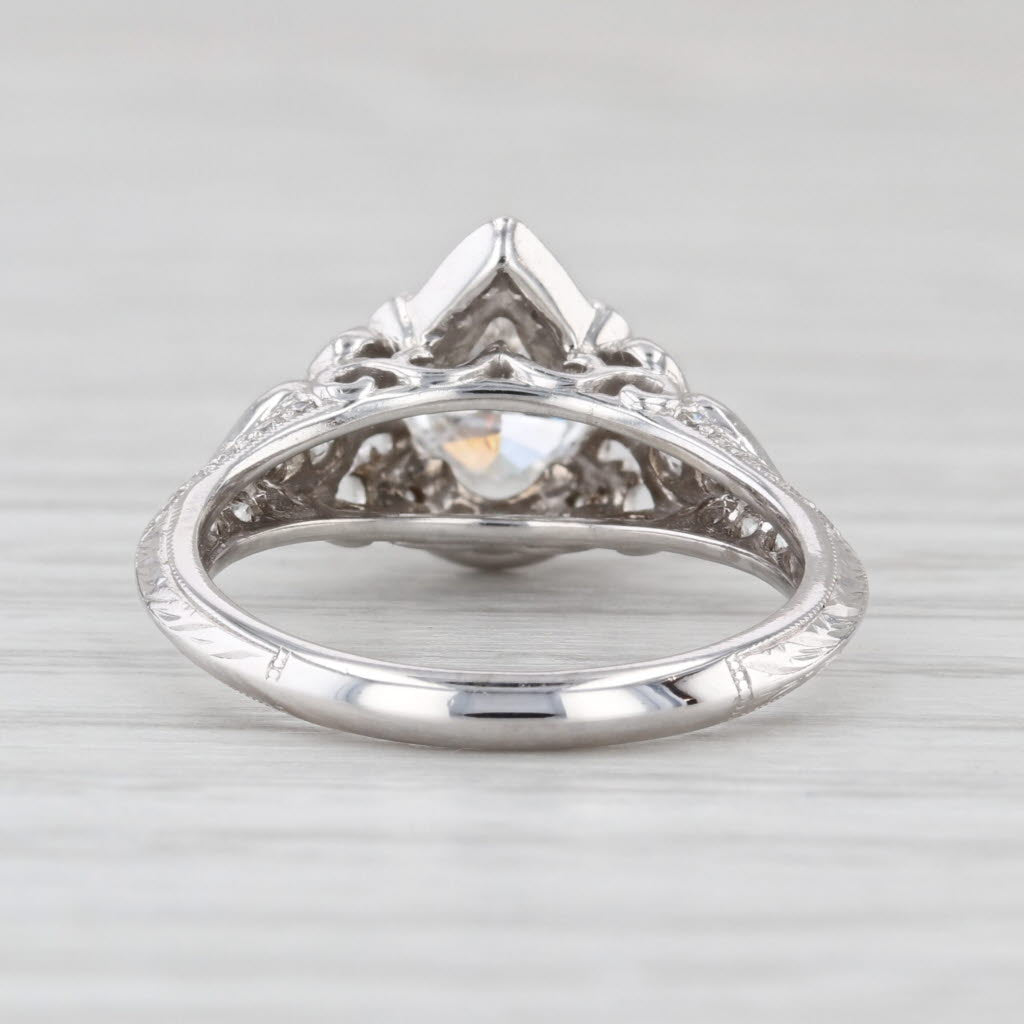 Gabriel & Co Pear Diamond Halo Engagement Ring 14k White Gold Size 5