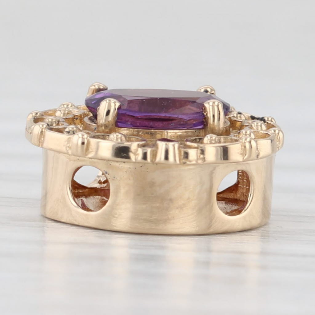 Light Gray 0.70ct Amethyst Solitaire Slide Bracelet Charm 14k Yellow Gold Richard Glatter