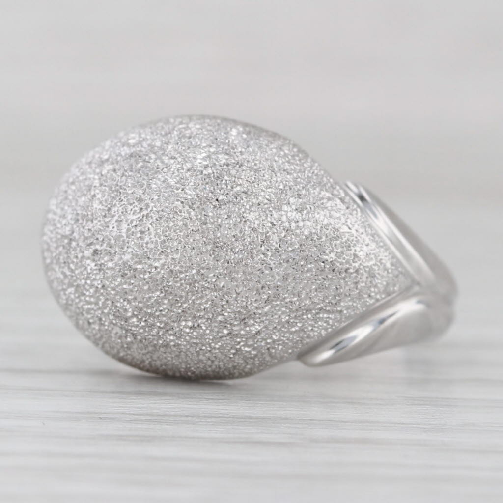 Gray Shimmering Brushed Dome Ring 10k White Gold Size 6.25