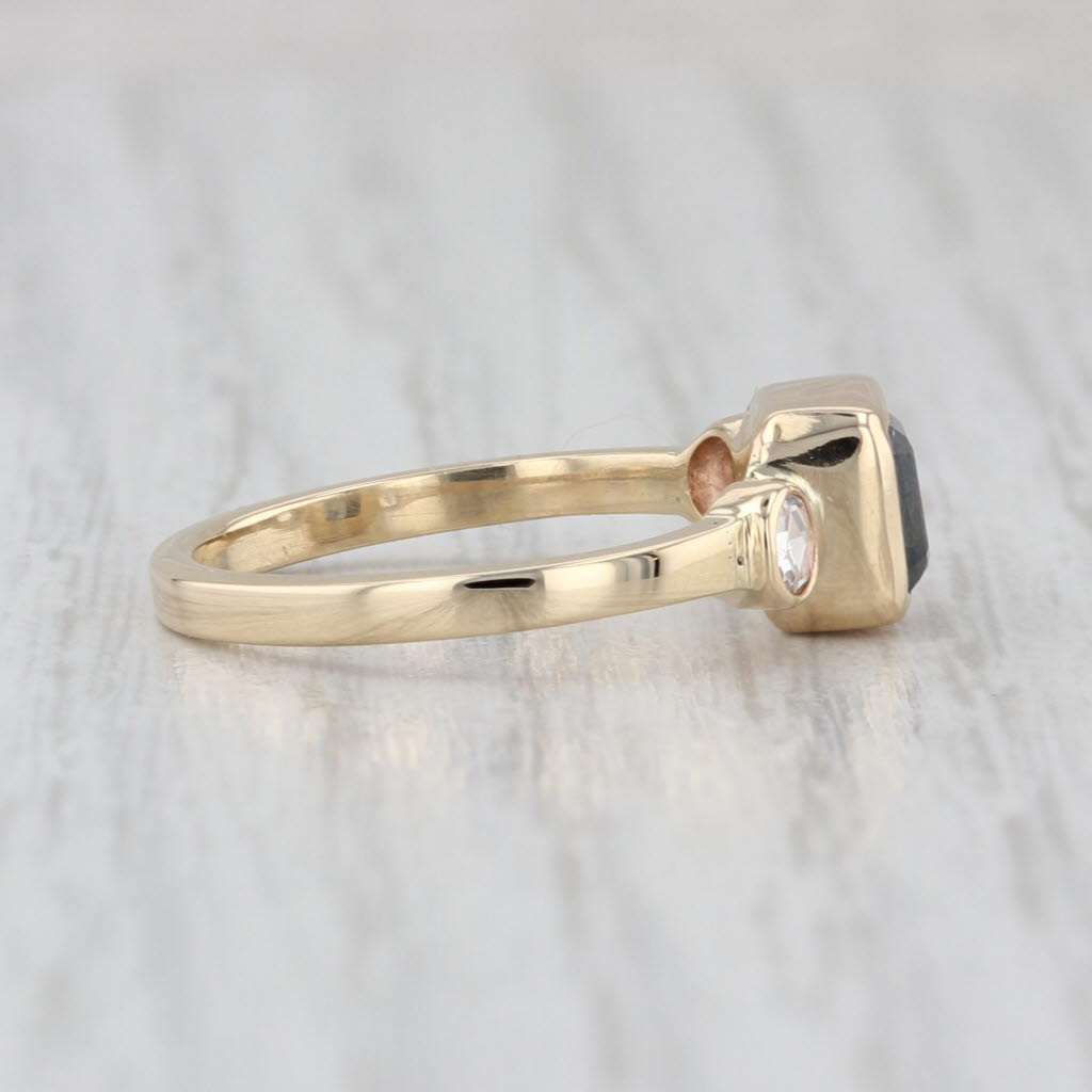 1ctw Blue Sapphire Diamond Ring 14k Yellow Gold Size 5.5