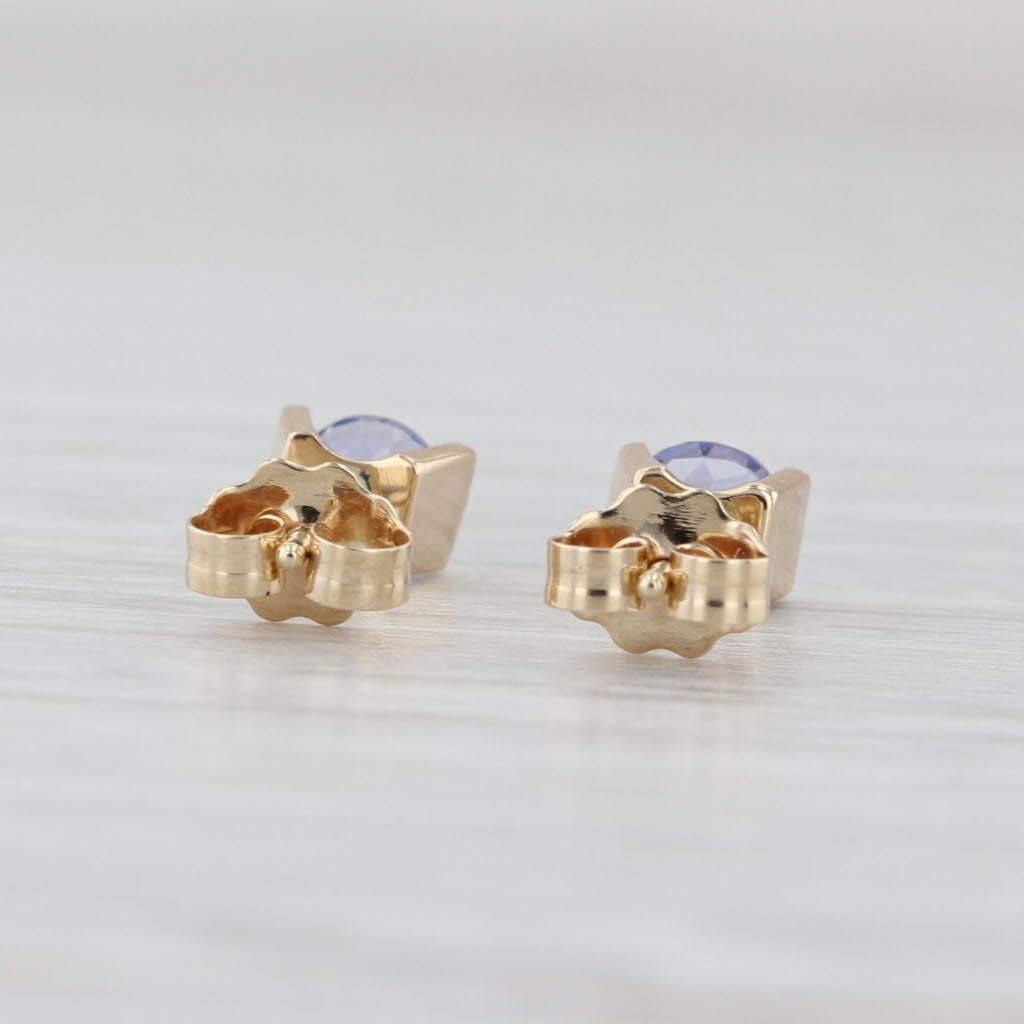 0.48ctw Round Tanzanite Stud Earrings 14k Yellow Gold Solitaire Studs