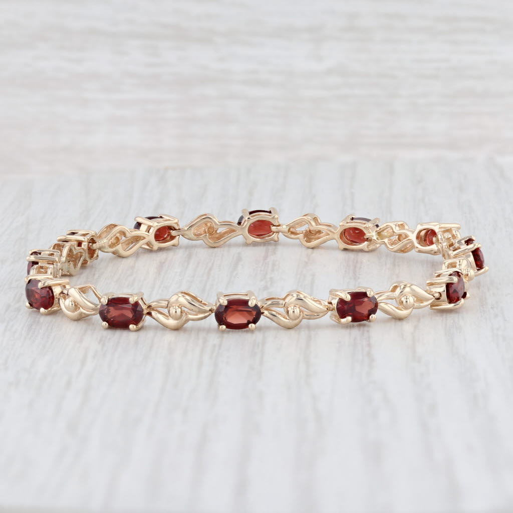 Light Gray 6.80ctw Garnet Bracelet 14k Yellow Gold 6.75" 4.8mm