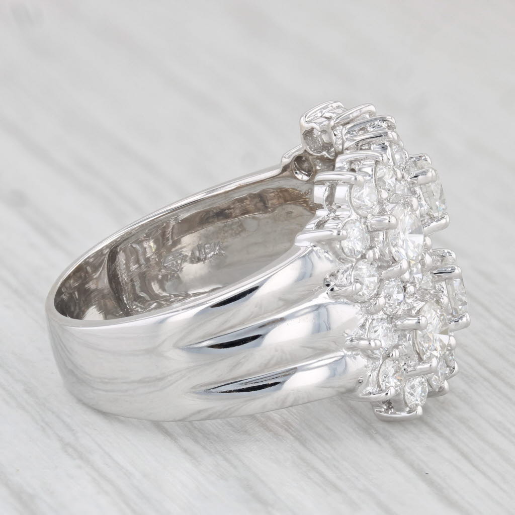 Light Gray 2.55ctw Diamond Cluster Ring 18k White Gold Size 8 Cocktail