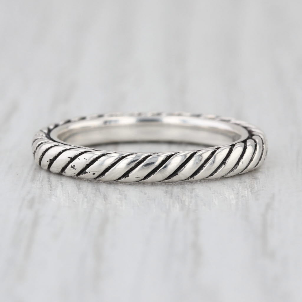 David Yurman Classic Cable Chain Ring Sterling Silver Size 6.25 Band Stackable