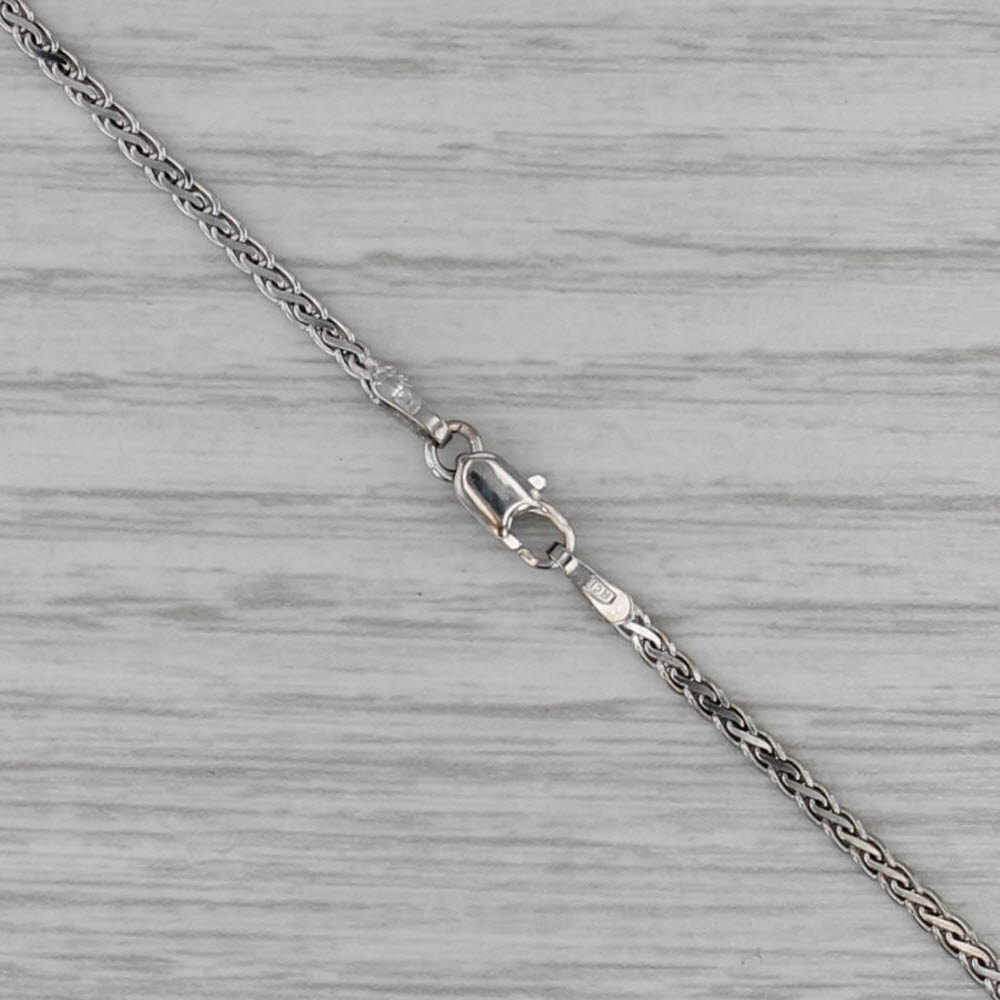 1.10ctw Sapphire Diamond Flower Necklace 14k White Gold 17.25" Wheat Chain