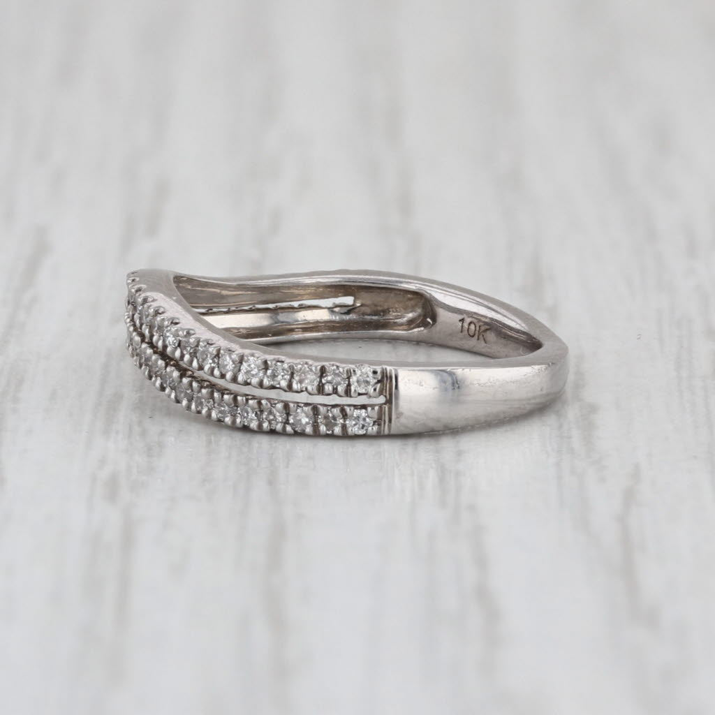 0.13ctw Diamond Double Band Ring 10k White Gold Size 4.75Wedding Ring