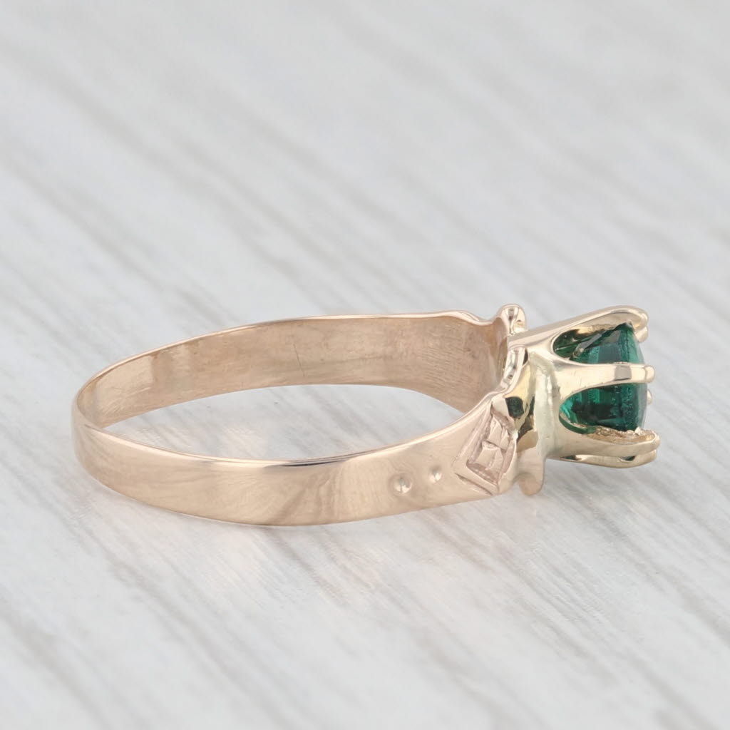 Light Gray Antique Green Garnet Doublet Ring 9k Yellow Gold Size 3.25 Round Solitaire