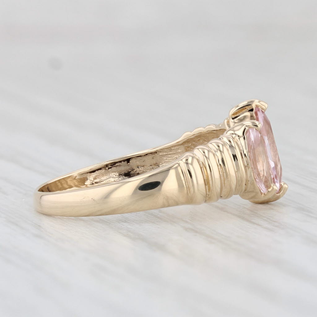 Light Gray 0.92ctw Marquise Morganite 3-Stone Ring 10k Yellow Gold Size 7