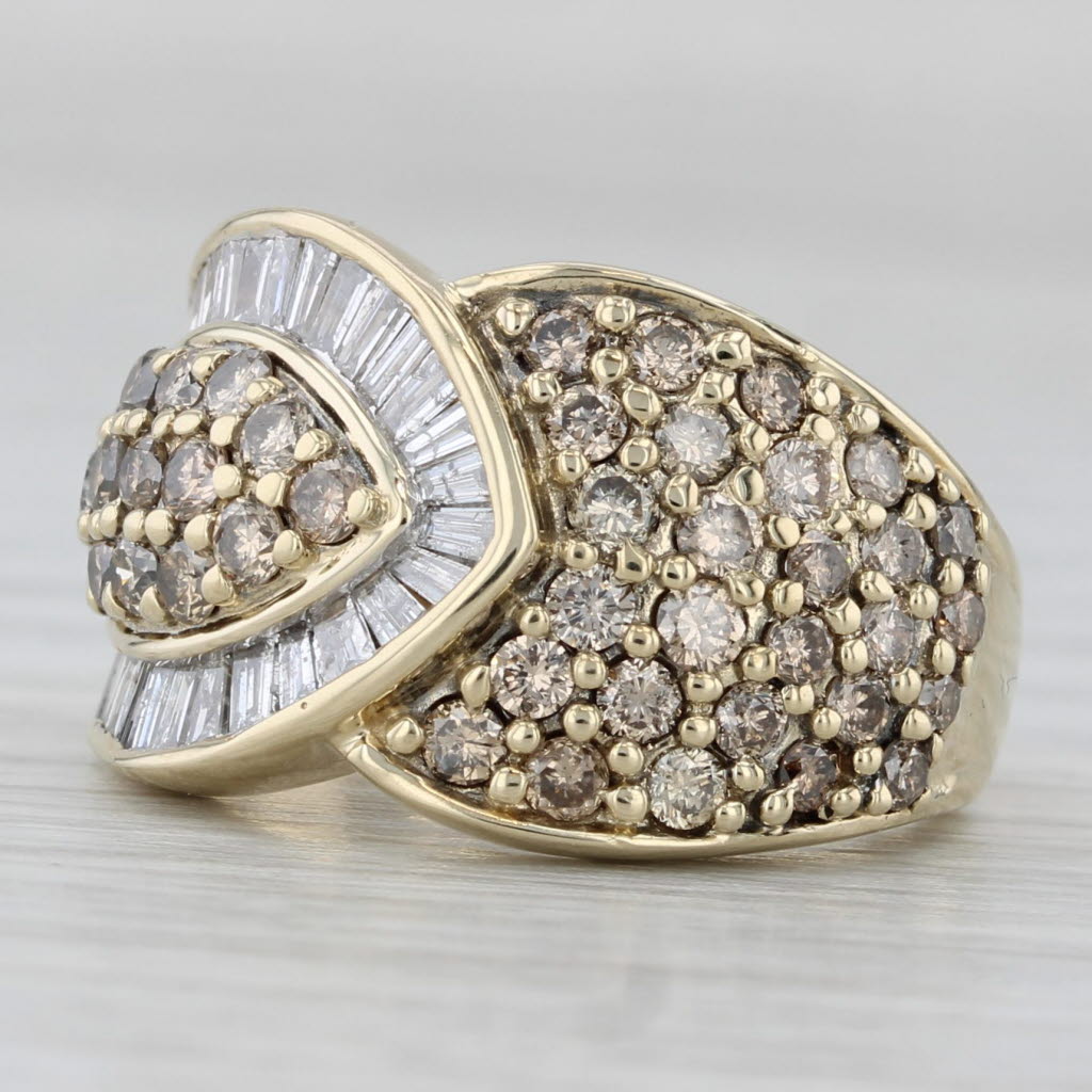 Gray 1.48ctw Champagne Diamond Cluster Ring 10k Yellow Gold Cocktail Size 5