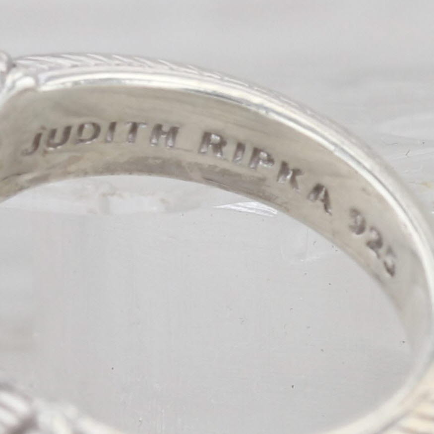 Judith Ripka Cubic Zirconia 3-Stone Ring Sterling Silver Size 5