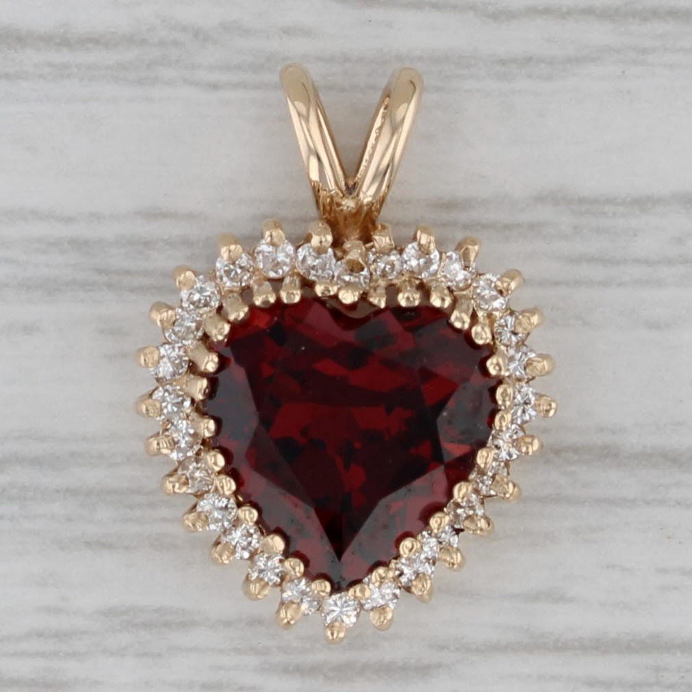 Gray 3.16ctw Garnet Diamond Halo Pendant 10k Yellow Gold