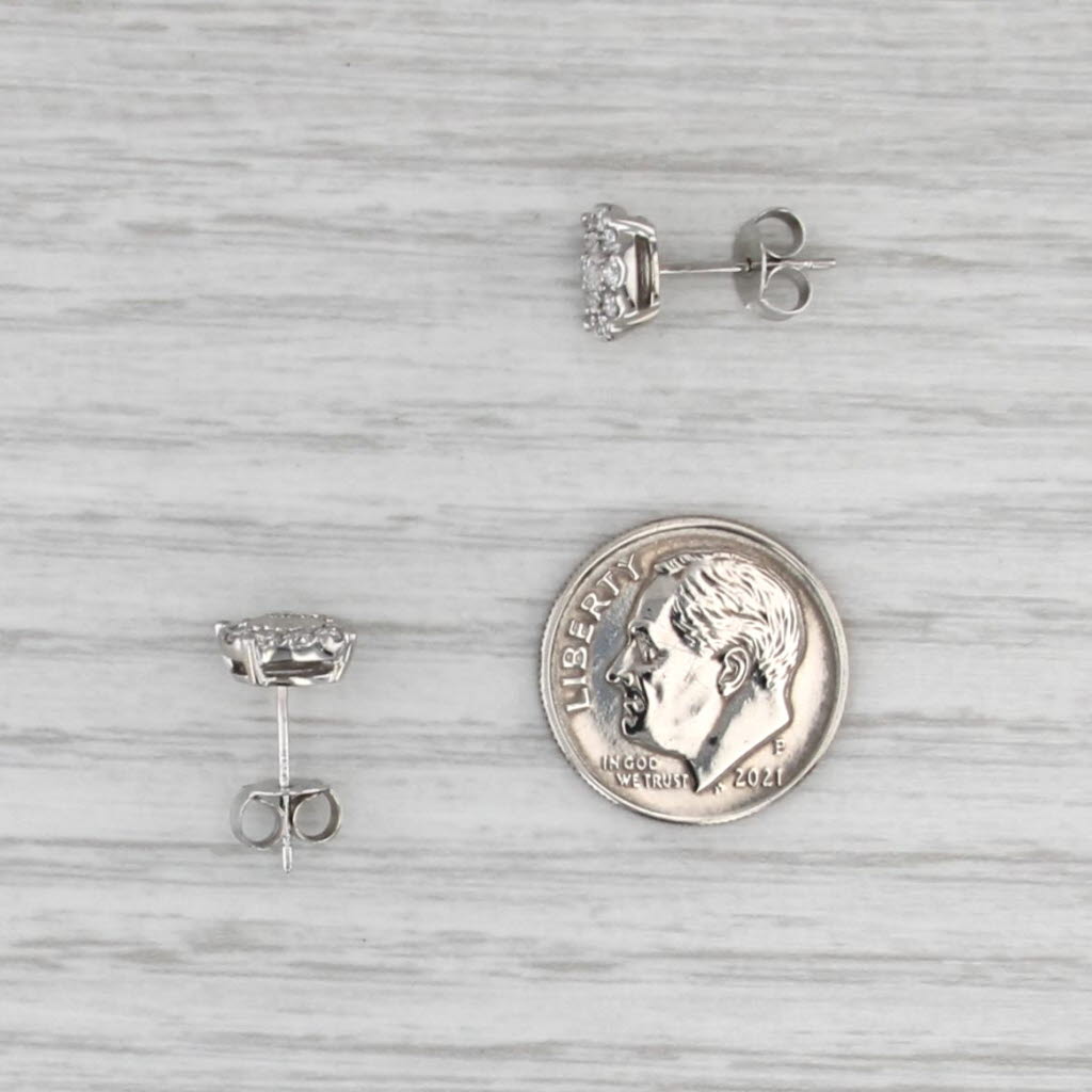 0.47ctw Diamond Pave Cluster Stud Earrings 14k White Gold Studs