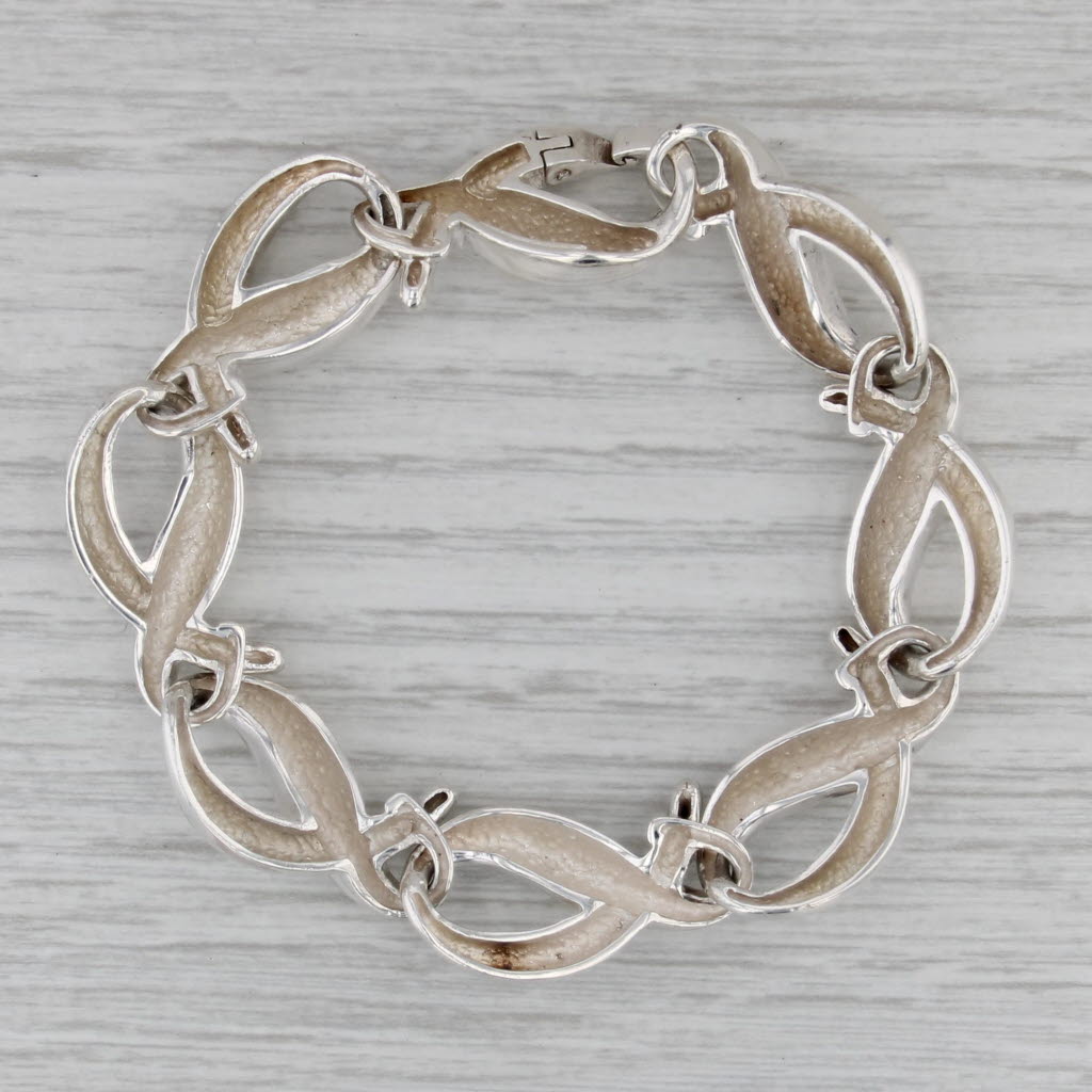 Charles Krypell Ribbon Shaped Links Bracelet Sterling Silver 7" 14.1mm