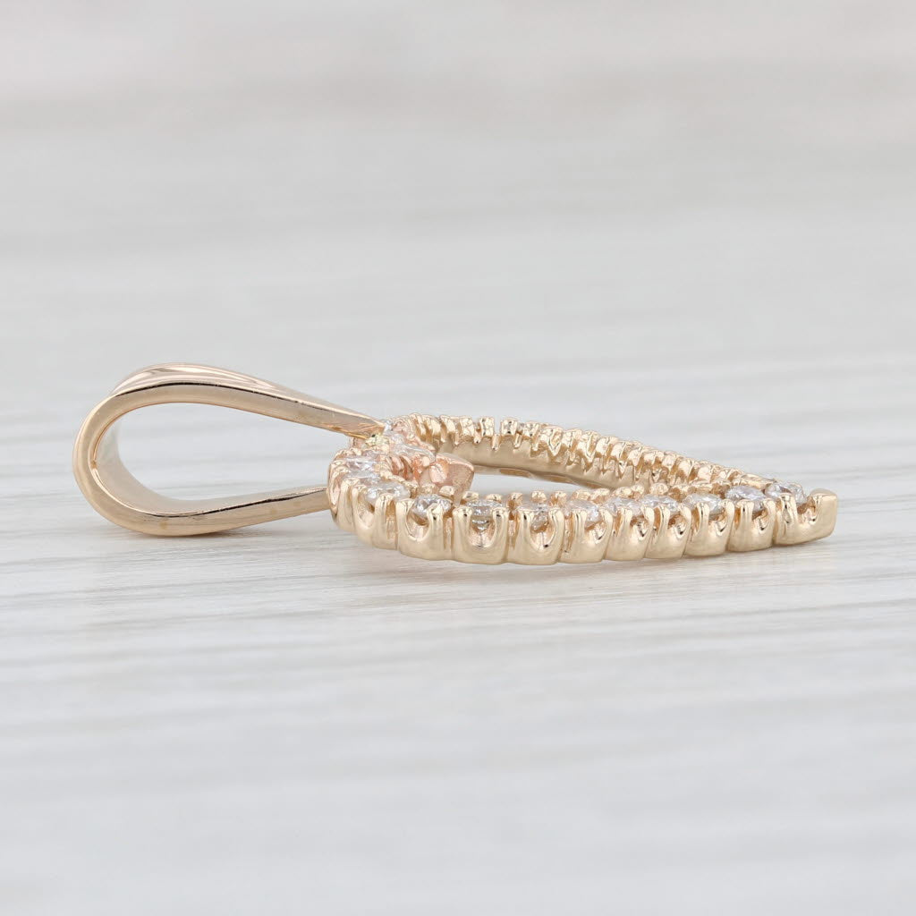 Light Gray 0.47ctw Diamond Open Heart Pendant 10k Yellow Gold