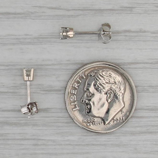 0.15ctw Diamond Stud Earrings 14k White Gold Round Solitaire Studs