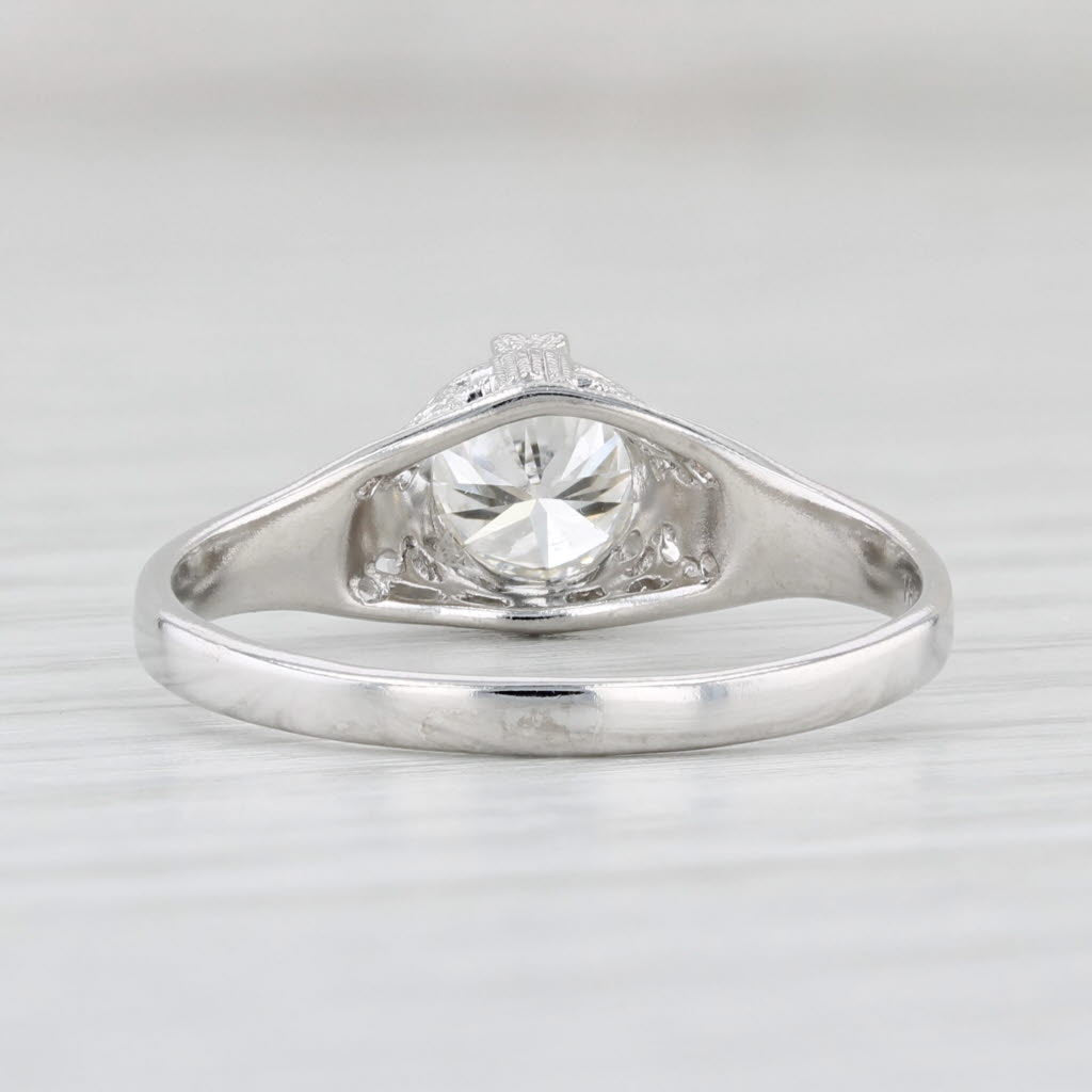 Light Gray New Round Diamond Solitaire Engagement Ring 18k White Gold Vintage Style K GIA