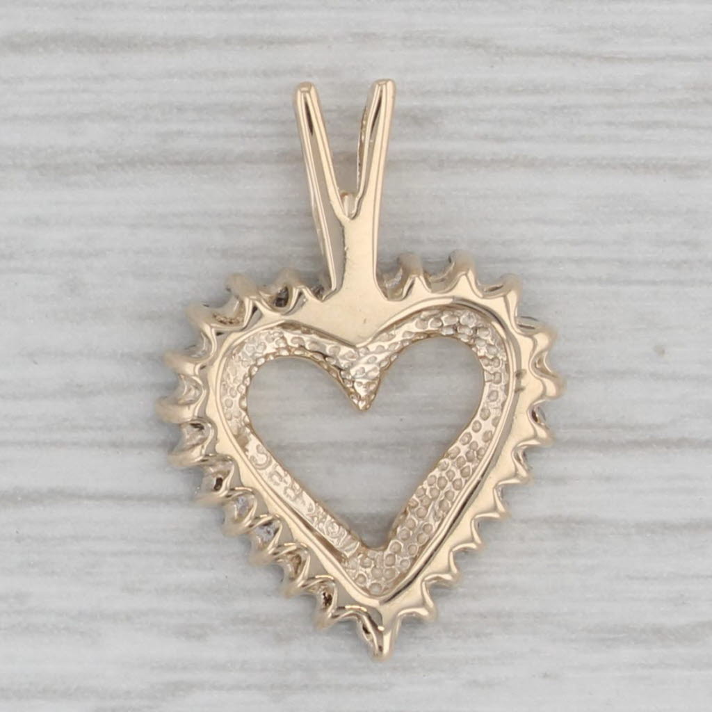 Gray 0.20ctw Diamond Heart Pendant 10k Yellow Gold Small Drop