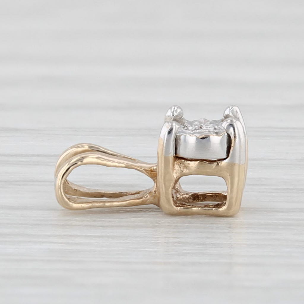 Light Gray Small Diamond Solitaire Drop Pendant 10k Yellow Gold