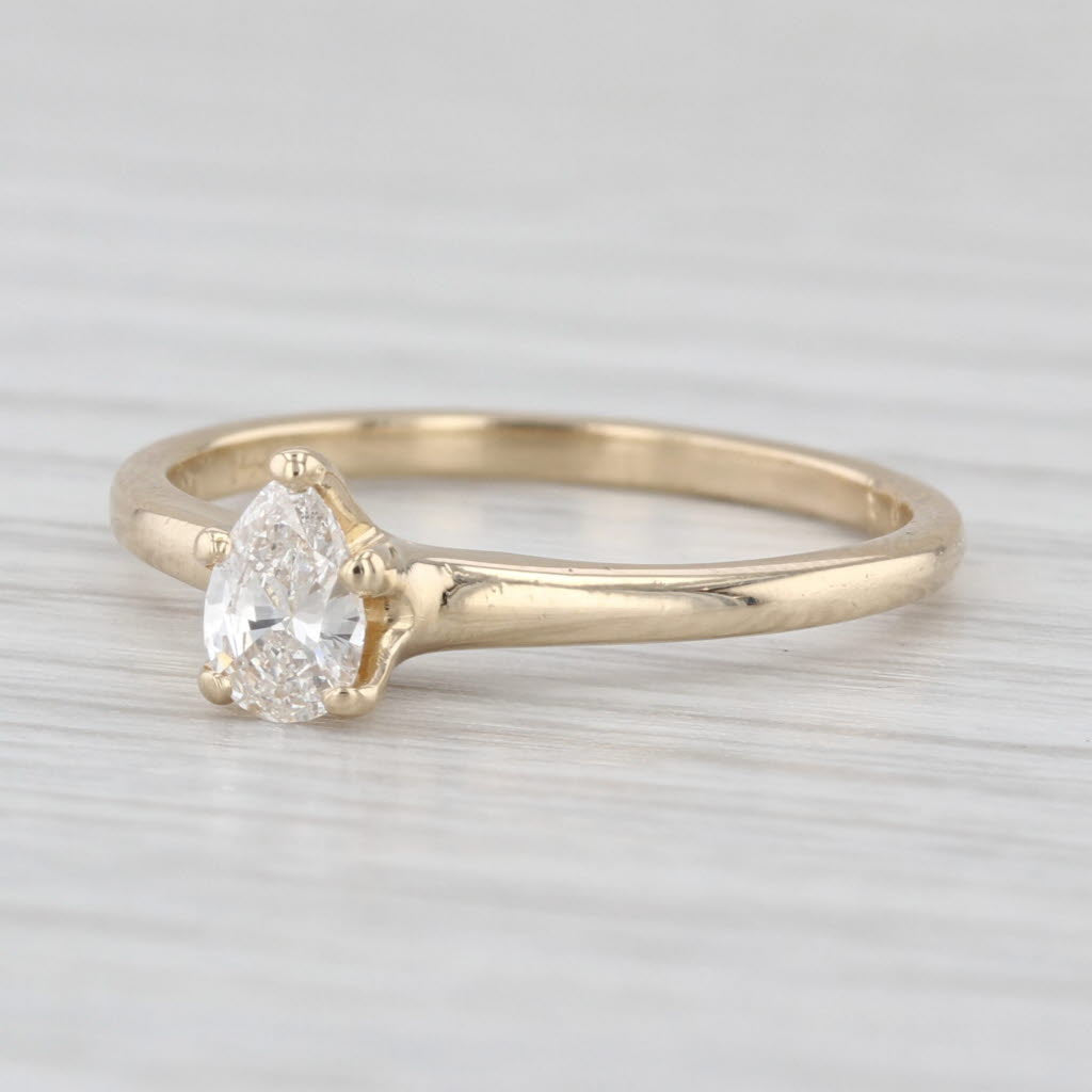 0.24ct VS2 Pear Brilliant Solitaire Engagement Ring 14k Yellow Gold Size 6.25