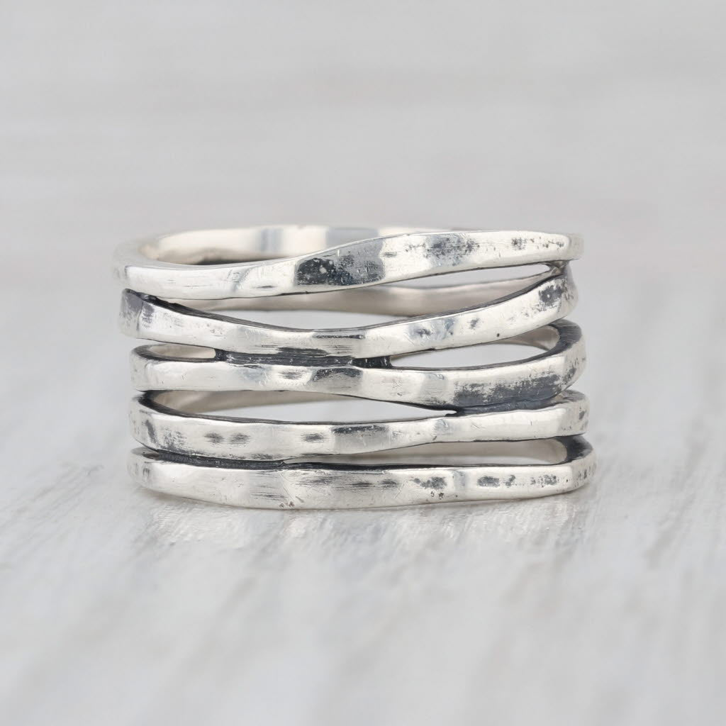 James Avery Stacked Hammered Ring Sterling Silver Size 9 Statement