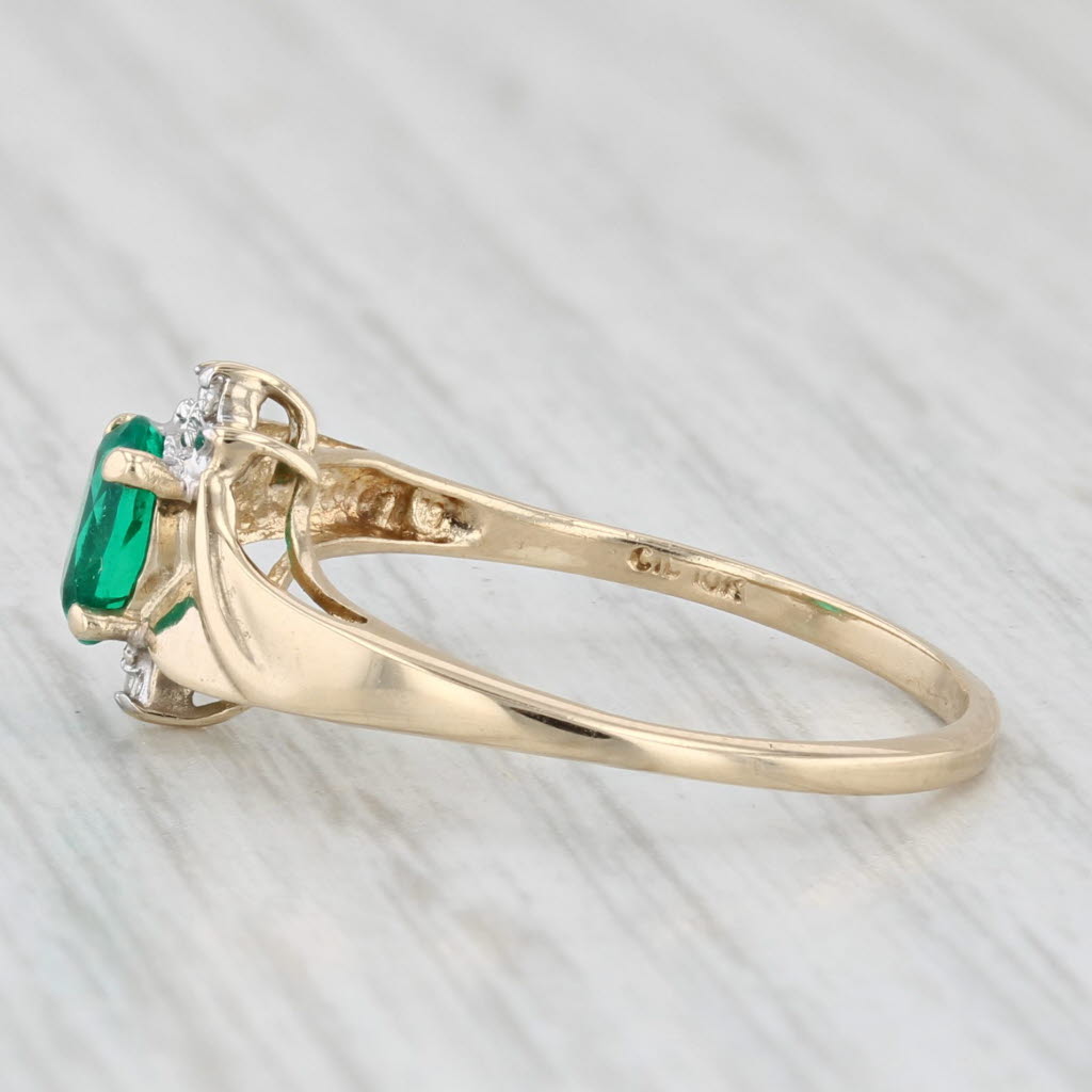 Light Gray 0.70ct Oval Lab Created Emerald Diamond Ring 10k Yellow Gold Size 7