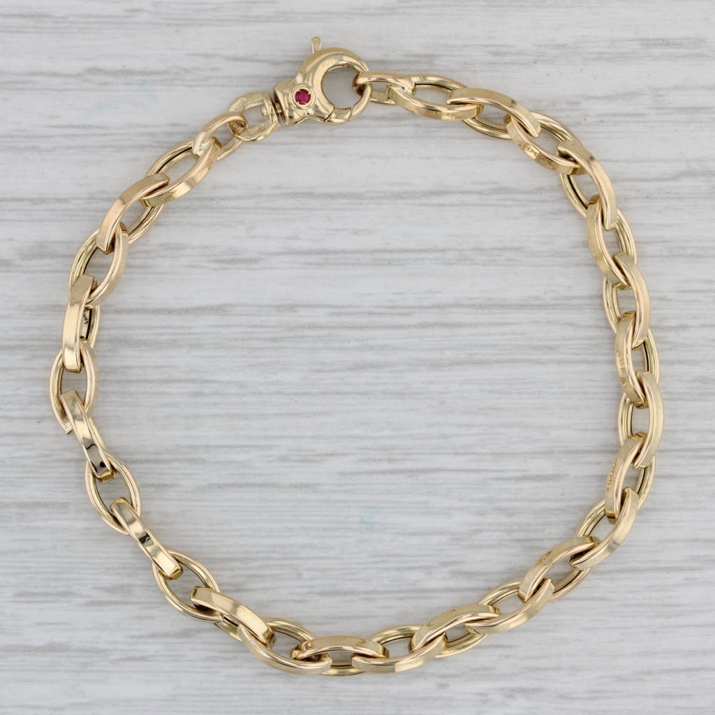 Gray Roberto Coin Almond Link Bracelet 18k Yellow Gold 7" Marquise Cable Chain