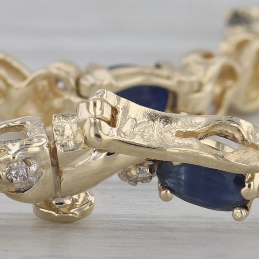Dark Gray 4.73 ctw Blue Sapphire Diamond 14K Yellow Gold Tennis Bracelet 7"