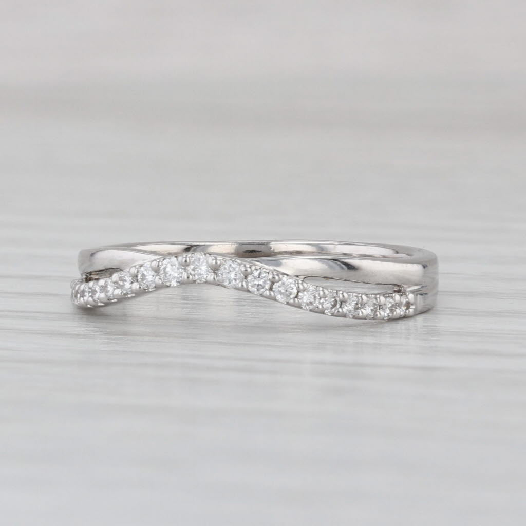 0.20ctw Contoured Diamond Ring 14k White Gold Stackable Wedding Band Size 6.75