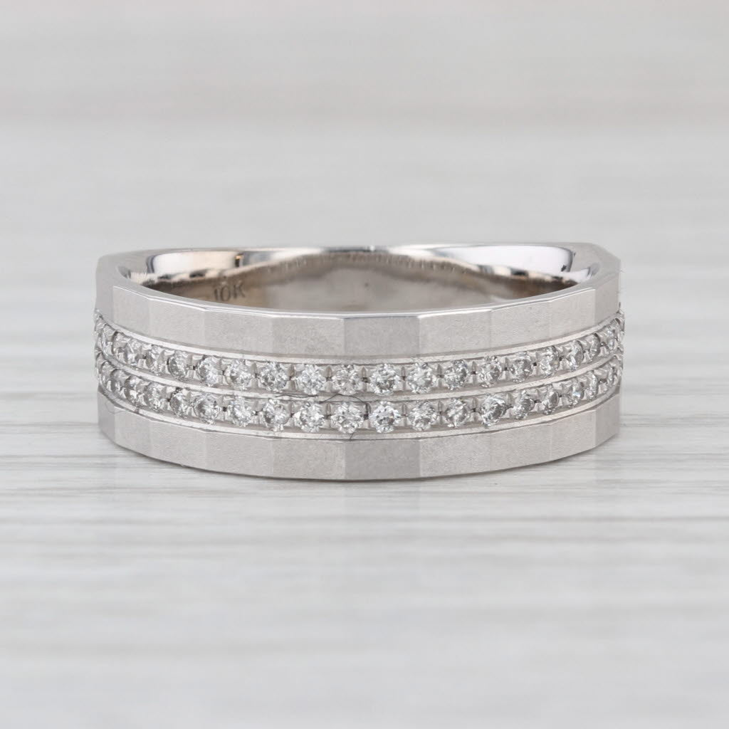 0.39ctw Diamond Men's Wedding Band 10k White Gold Size 9.25 Ring