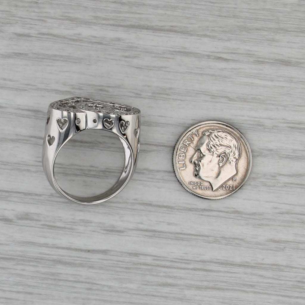 0.33ctw Diamond Interlocking Open Hearts Ring 900 Platinum Size 6.75 Cocktail