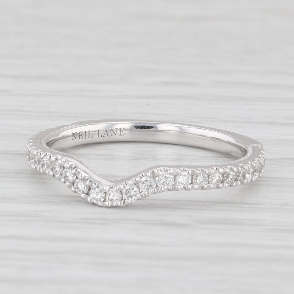 Light Gray Neil Lane 0.35ctw Diamond 14k White Gold Contoured Size 6.75 Ring