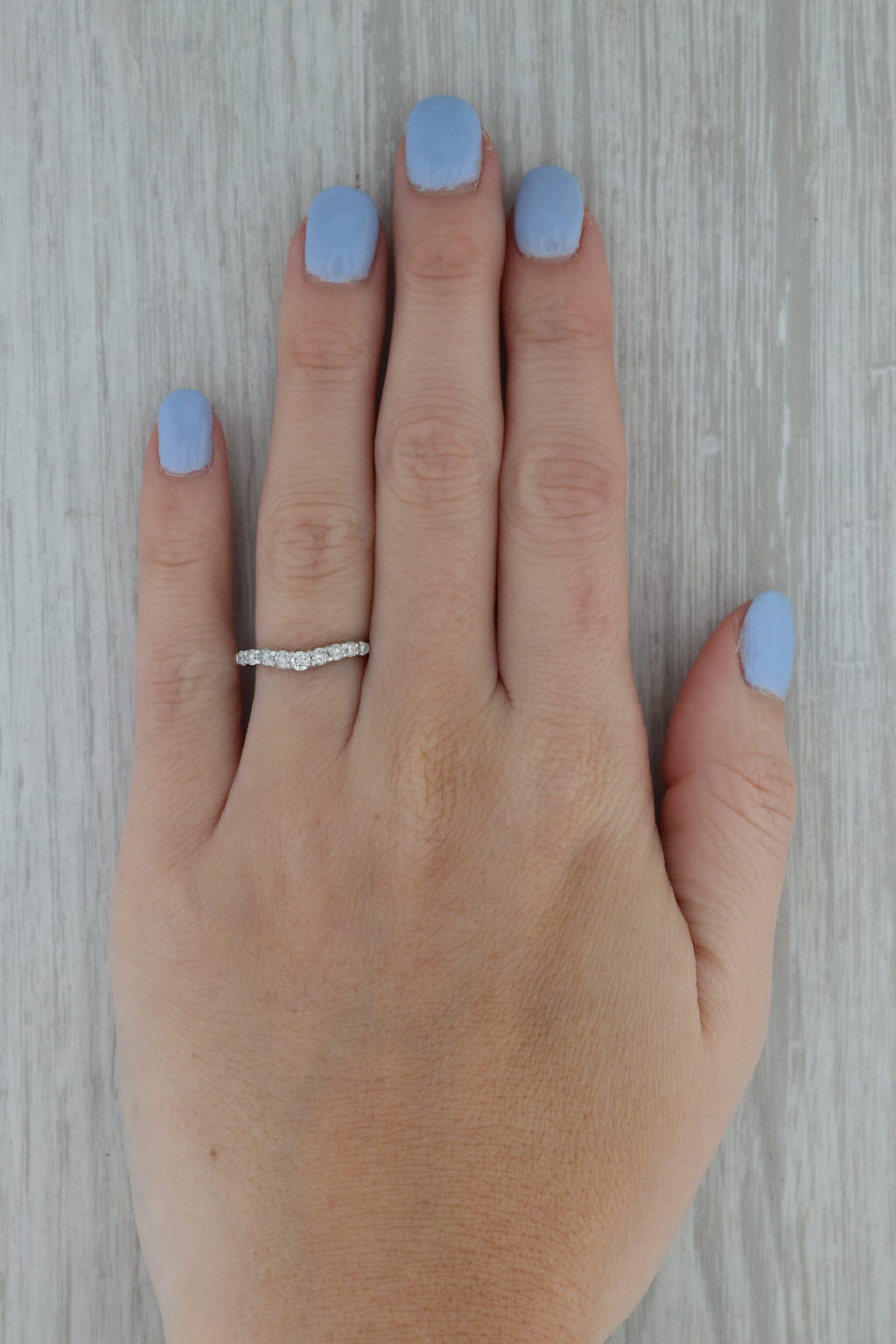 Rosy Brown 0.45ctw Contoured Diamond Wedding Band 14k White Gold Size 6.25 Stackable Ring