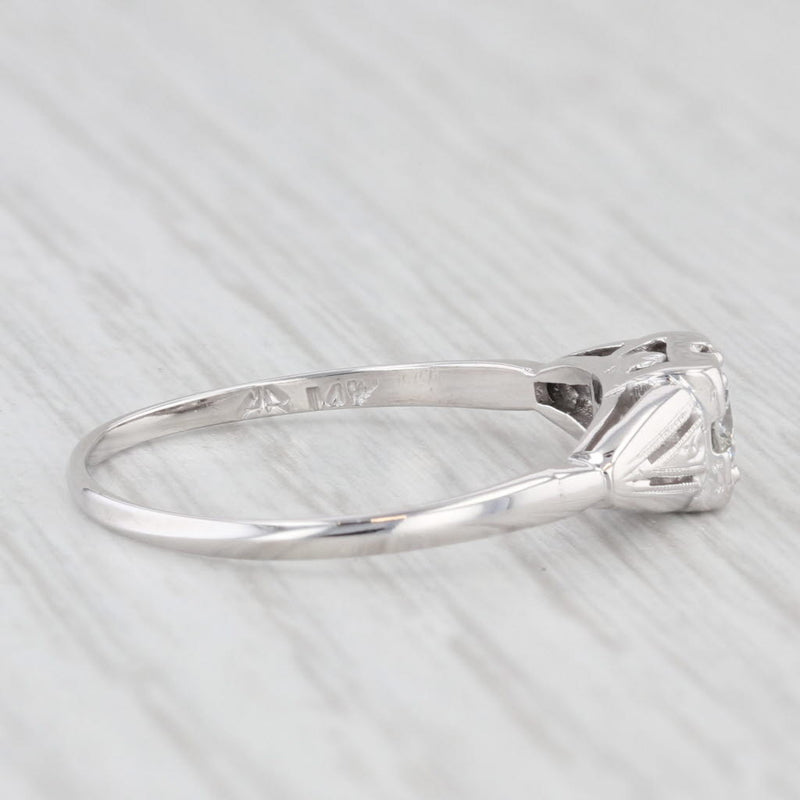 Vintage 0.34ct Round Diamond Engagement Ring 14k White Gold Size 8.5