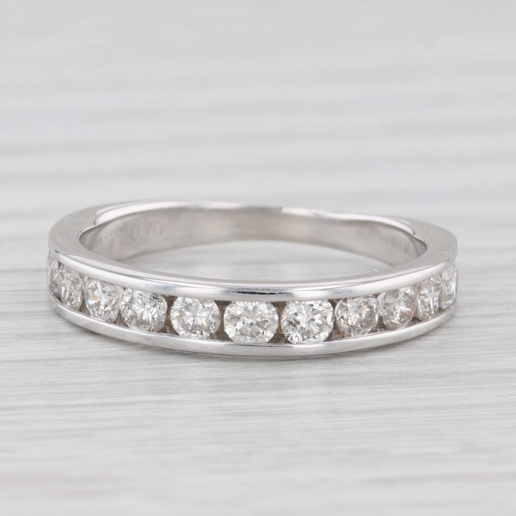 Light Gray 0.70ctw Diamond Wedding Band 14k White Gold Size 6 Stackable Ring