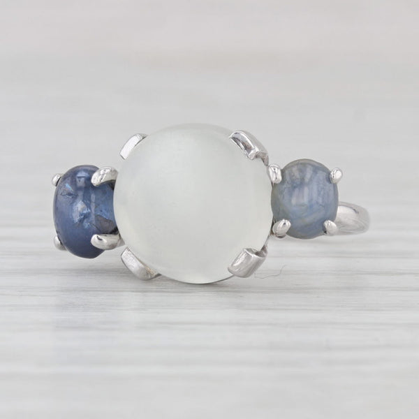 Vintage Moonstone Gray Blue Star Sapphire Ring 14k White Gold Size 6.25