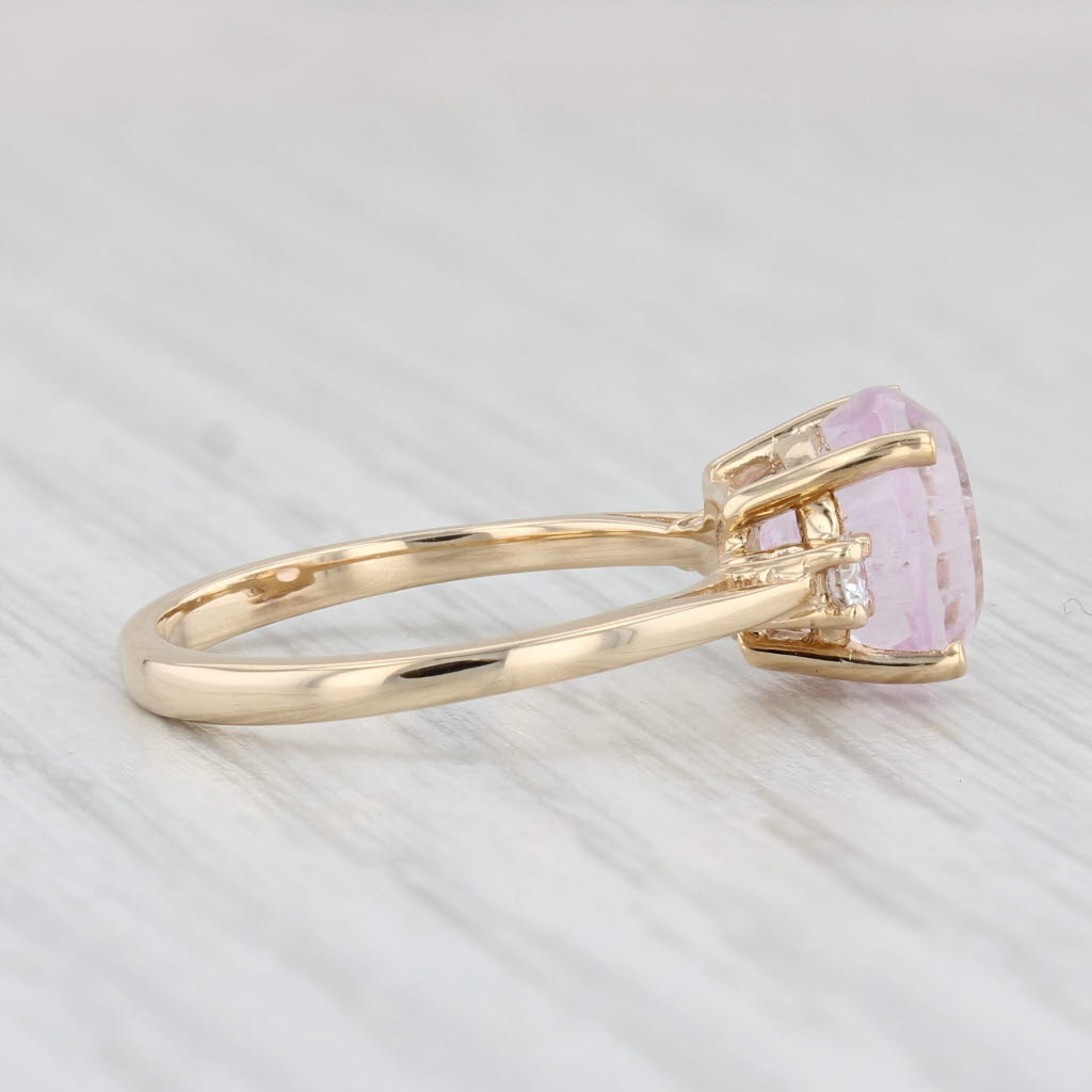 Light Gray 3.20ctw Round Pink Kunzite Diamond Ring 14k Yellow Gold Size 6.25