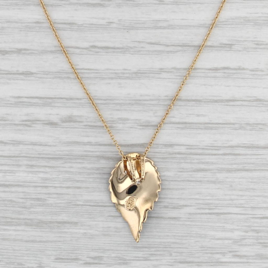 Simon G Fallen Leaves Pendant Necklace Diamond 18k Gold 17" Cable Chain