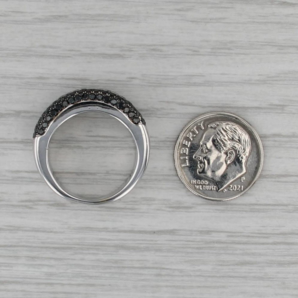 2.10ctw Black White Diamond Ring 18k White Gold Size 6.5 Cocktail