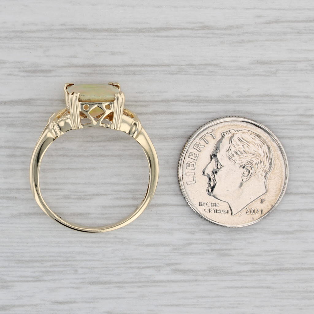 Gray 2.15ct Emerald Cut Opal Solitaire Ring 10k Yellow Gold Size 7