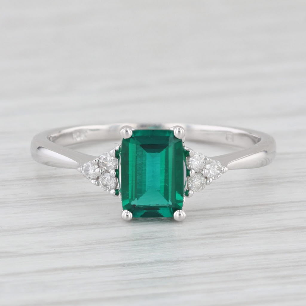 Light Gray 0.81 ctw Emerald Diamond 10K White Gold Ring Size 7 Engagement