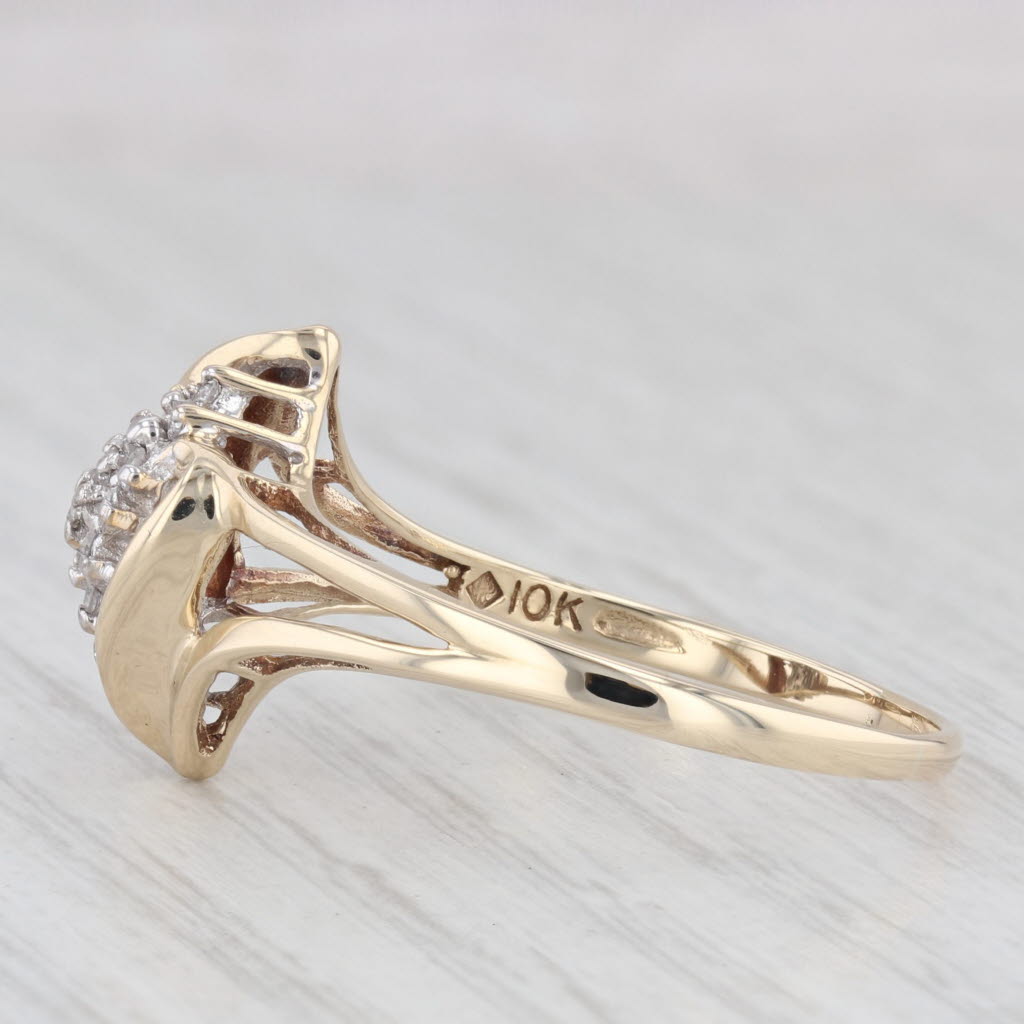 Light Gray 0.20ctw Diamond Cluster Bypass Ring 10k Yellow Gold Size 11.75