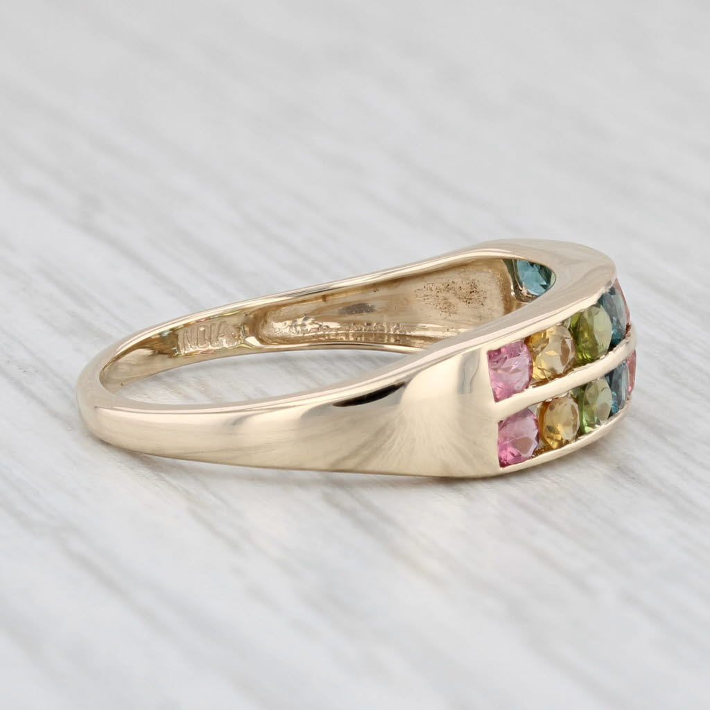 Light Gray 1.25ctw Multicolor Tourmaline Ring 14k Yellow Gold Size 8 Stackable