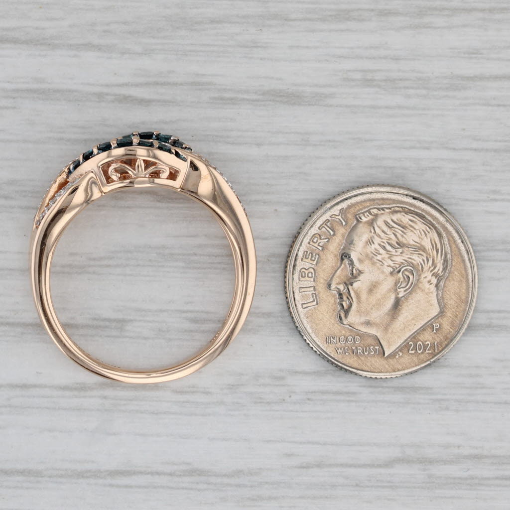 Gray 0.26ctw Blue White Diamond Knot Ring 10k Rose Gold Size 6.75
